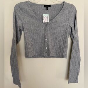 Papaya Heather Gray Ribbed Crop Top